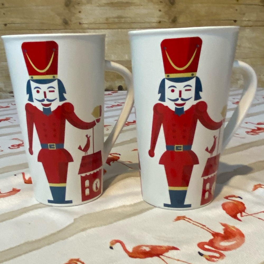 Starbucks Nutcracker Themed Red and White Coffee Mugs